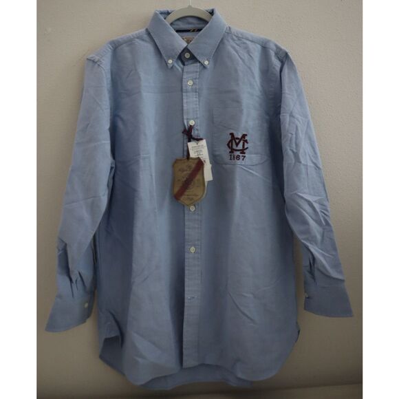 Polo Ralph Lauren Men's Sz M Blue Morehouse Custom Fit Oxford Button Up - Picture 1 of 13
